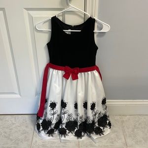 Girls black white and red dresssize 10